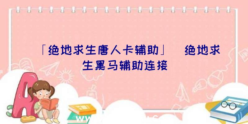 「绝地求生唐人卡辅助」|绝地求生黑马辅助连接